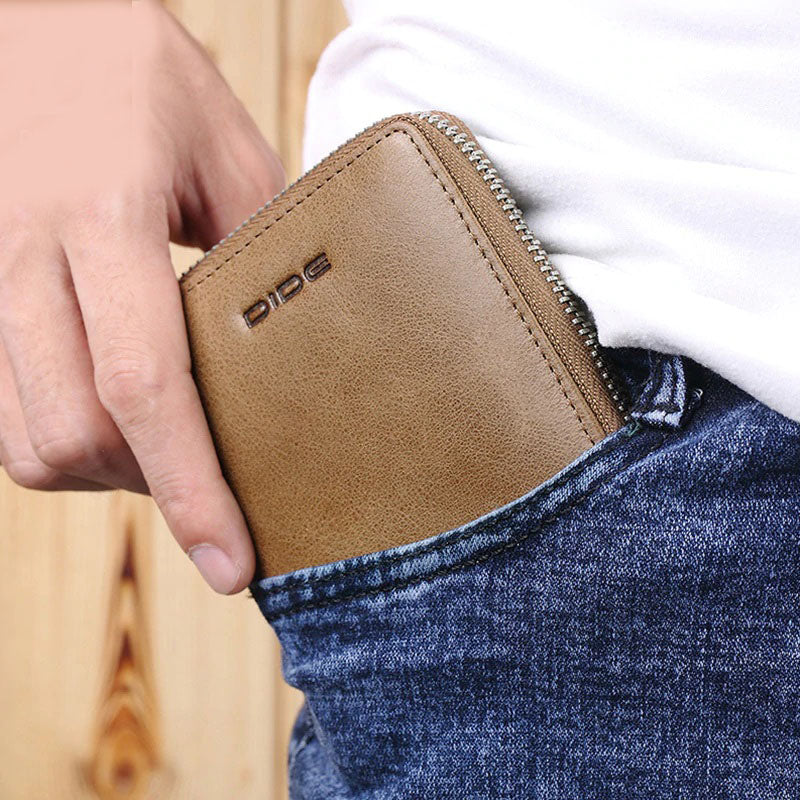 GOL zip leather wallet for men with coin pocket