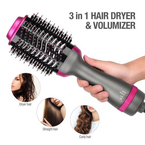 Multi-function hot air brush for smooth hair styling