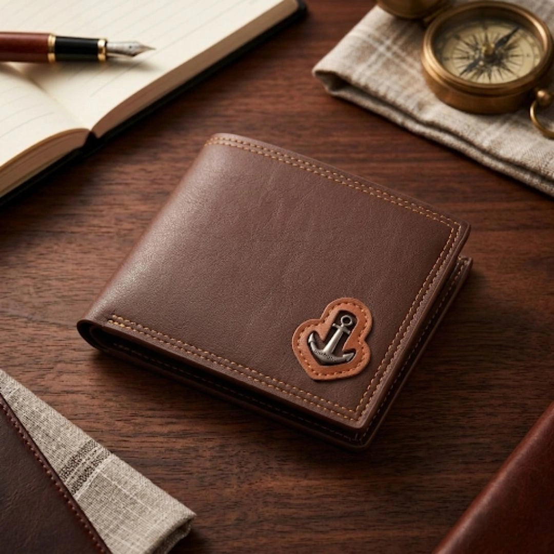 Black PU leather wallet with spacious cash compartments