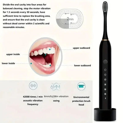 Electric toothbrush kit with charging cable and brush heads