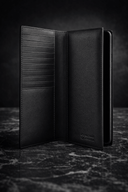 Black long wallet with card holder and cash pocket