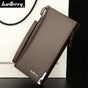 Black unisex long wallet with mobile phone storage