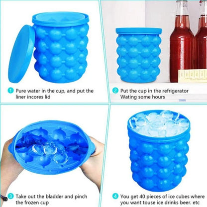 Blue ice cube tray with instructions on how to use it