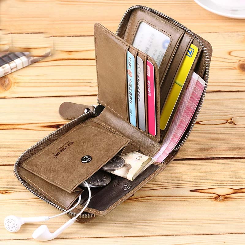 Compact PU leather wallet with 10 card slots