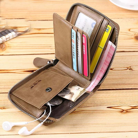 Compact PU leather wallet with 10 card slots