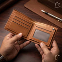 Compact black leather wallet for everyday use