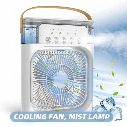 Cooling fan with mist lamp on a white background
