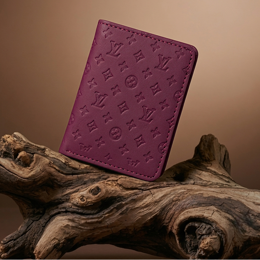 Designer monogram PU leather wallet beige bifold design
