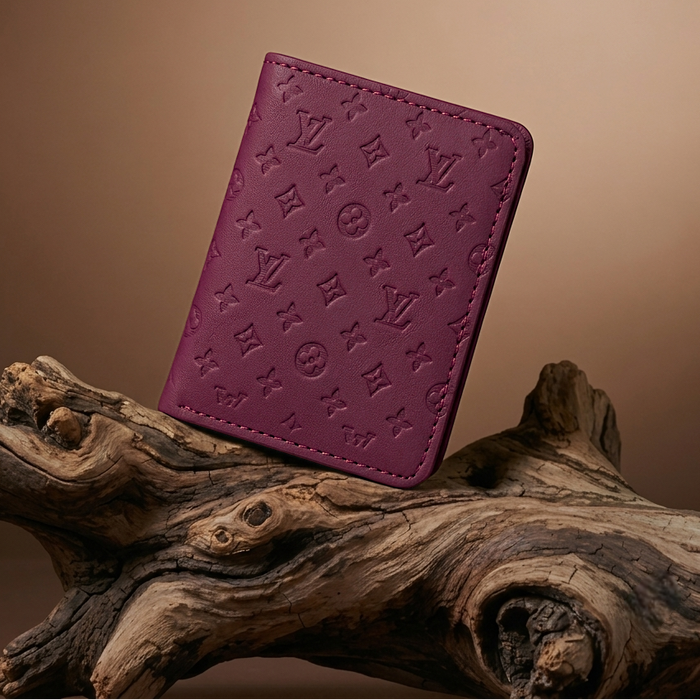 Designer Monogram Leather Wallet Beige | Slim Bifold Men's Wallet
