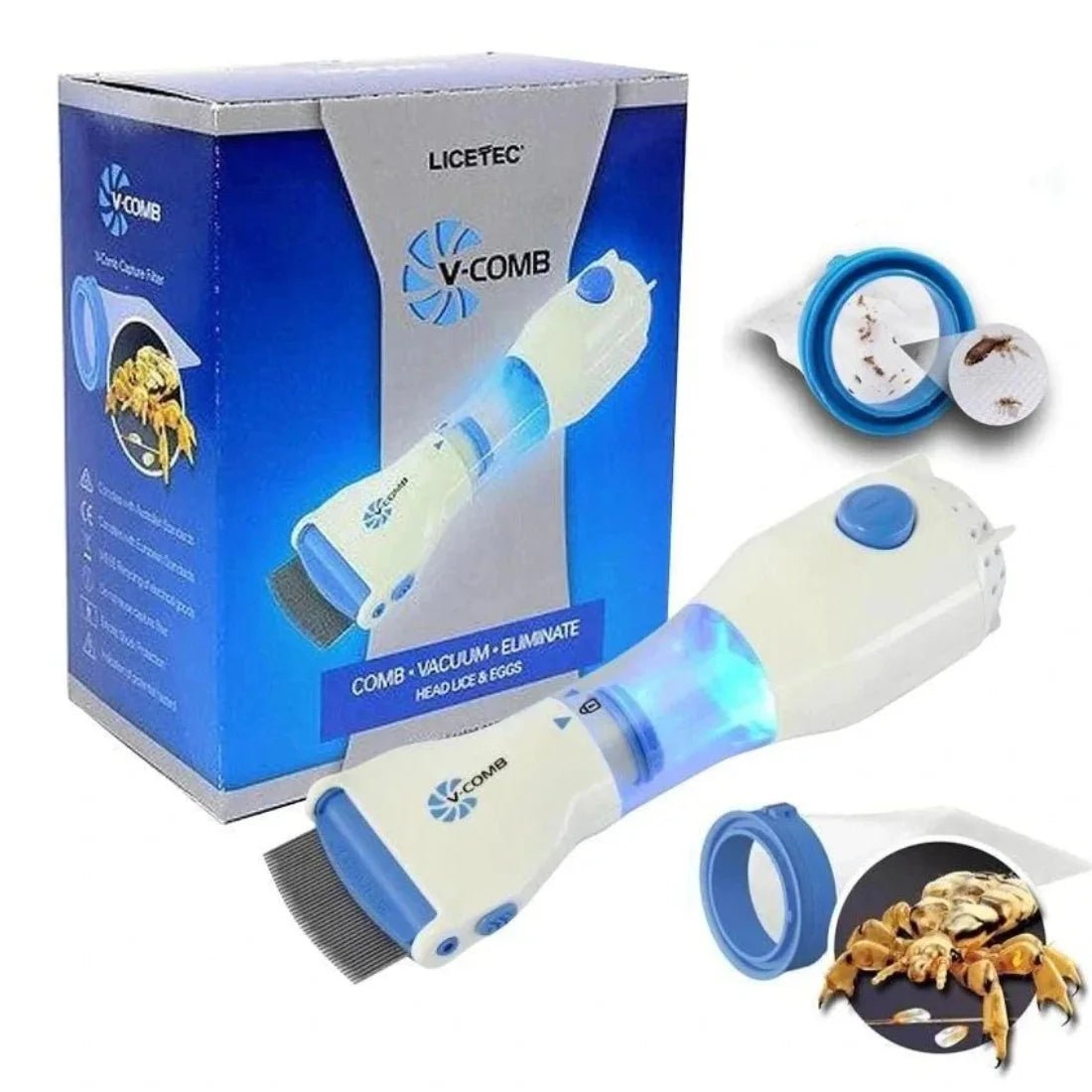 Electric fine-tooth hair cleaning comb with filter system