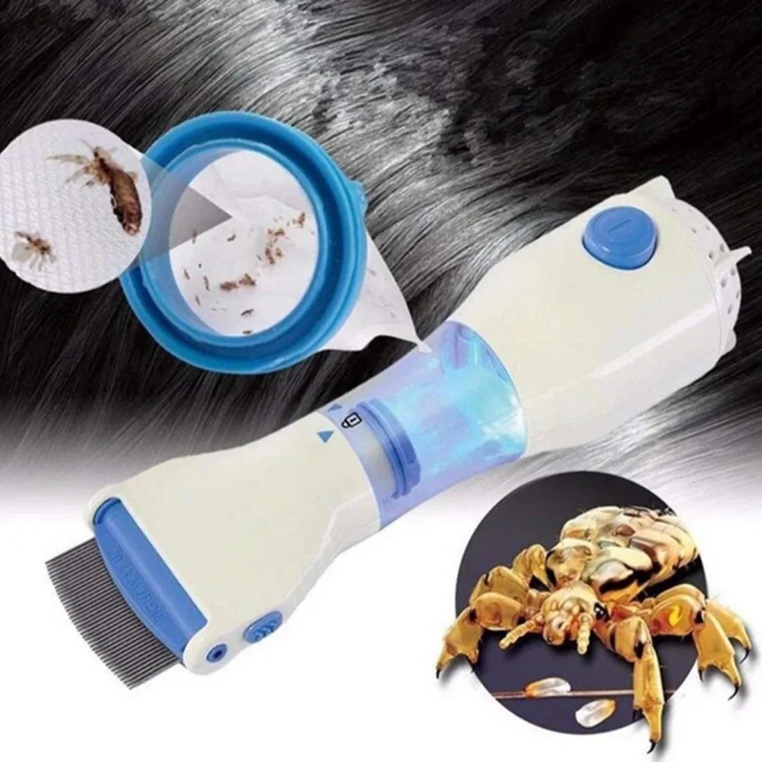 Fine-tooth electric comb with removable collection filter