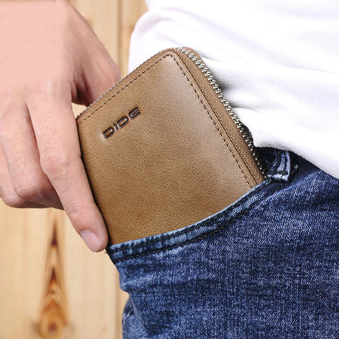 GOL Zip Leather Wallet for Men – Compact PU Leather Wallet with Coin Pocket, 10 Card Slots & Secure Closure