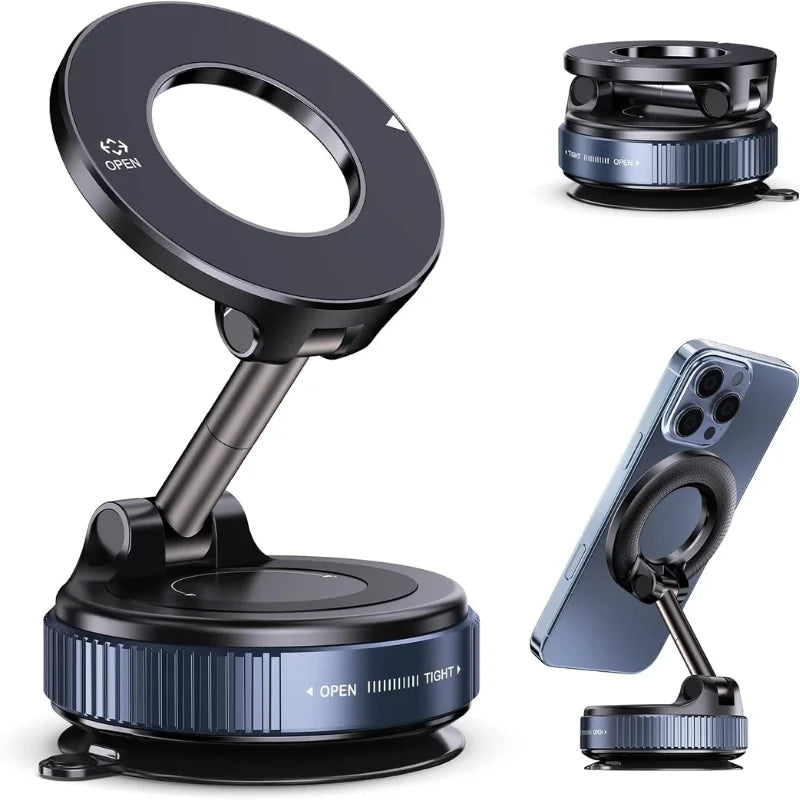 GrabitPK foldable magnetic car phone holder with 360 degree rotation