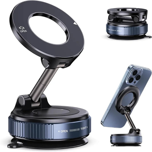 GrabitPK foldable magnetic car phone holder with 360 degree rotation