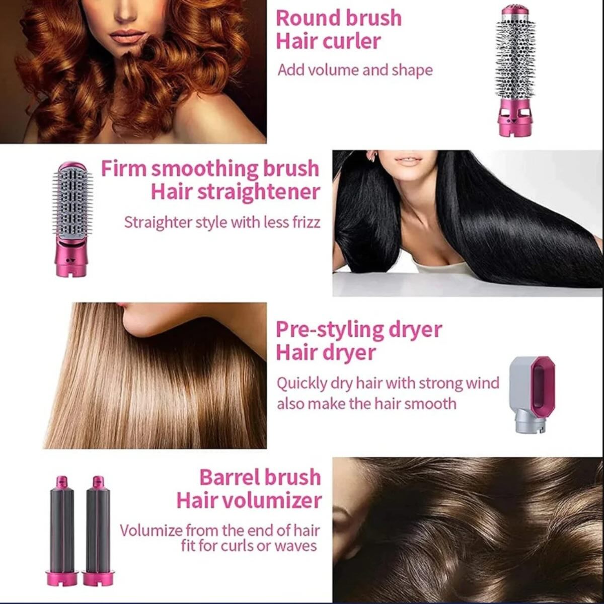 GrabitPK multi function hair styling brush with curling attachment