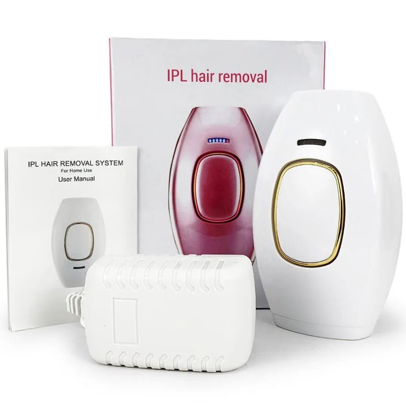 Portable IPL beauty device with protective glasses