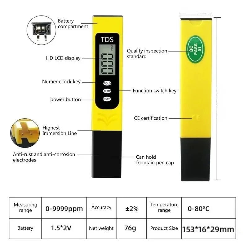 Handheld TDS meter for aquarium water testing