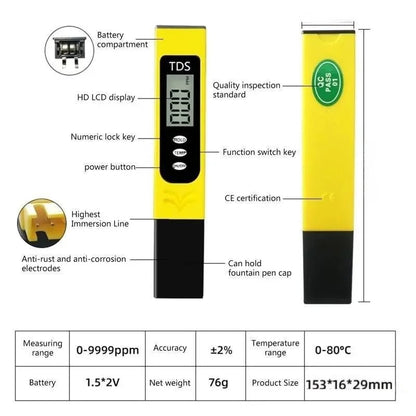 Handheld TDS meter for aquarium water testing