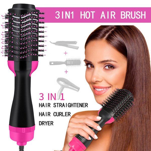Lightweight hair styling brush with heat settings