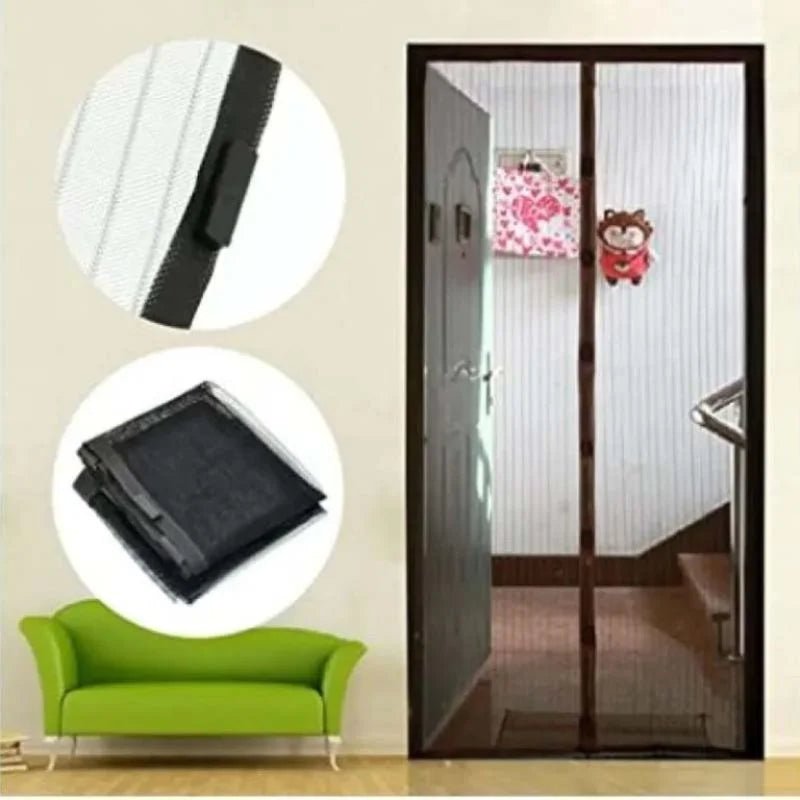 Magnetic auto-close mesh screen for kitchen doorway