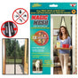 Magnetic mesh door curtain installed on home doorway