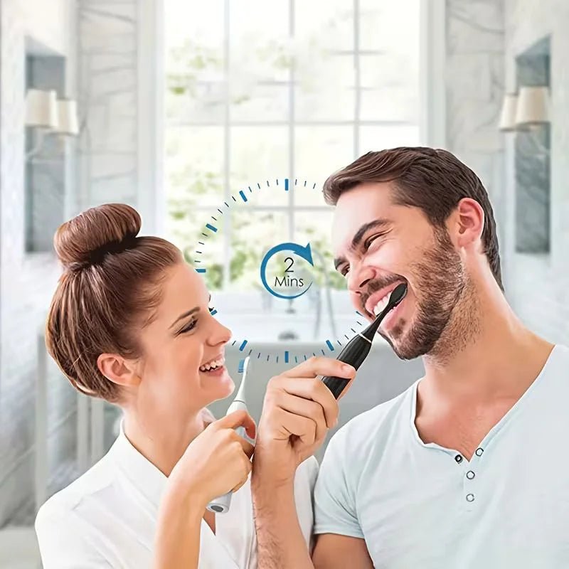 Compact rechargeable toothbrush on clean white background