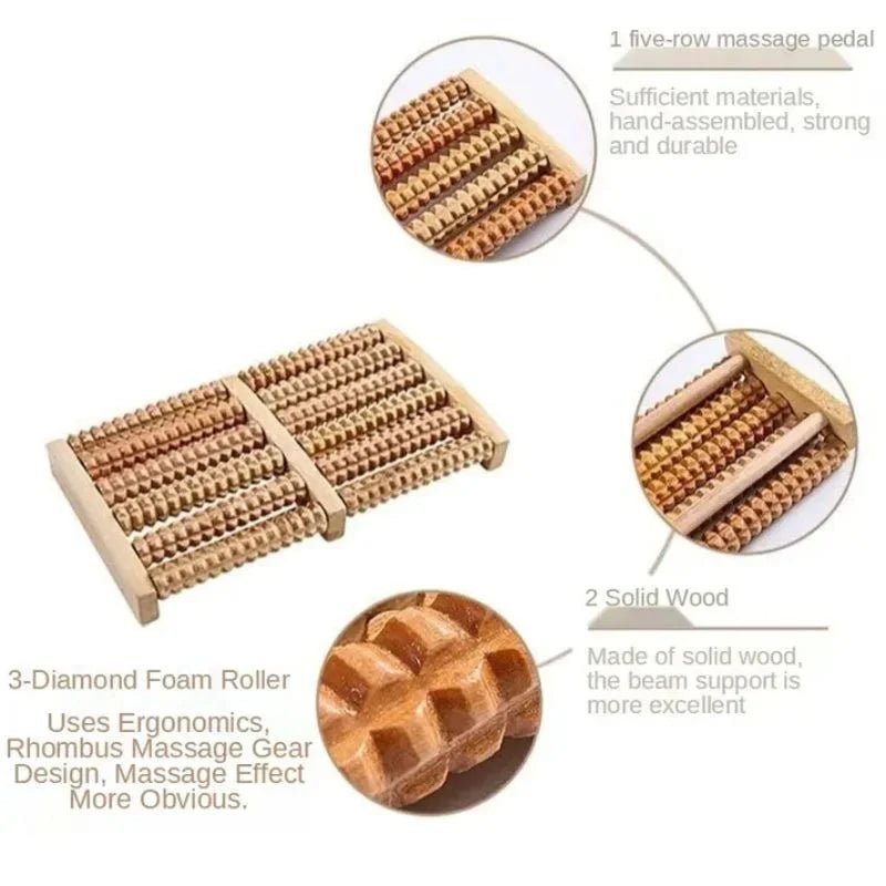 Manual wooden foot care tool for stress relief