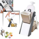 Multi-function mandoline cutter for kitchen use