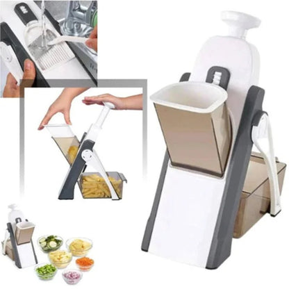Multi-function mandoline cutter for kitchen use