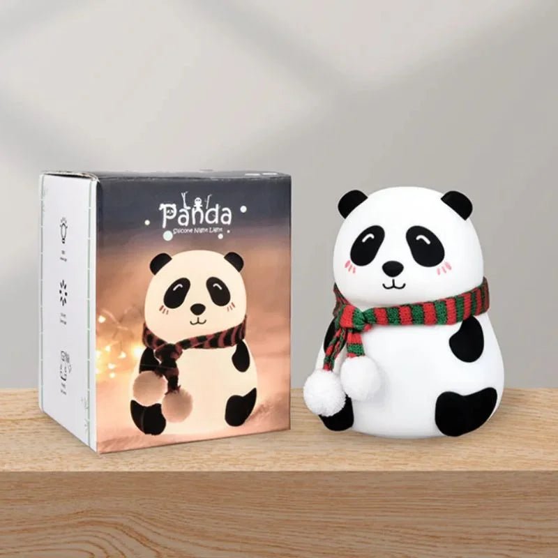 Cute panda LED night lamp with soft silicone body