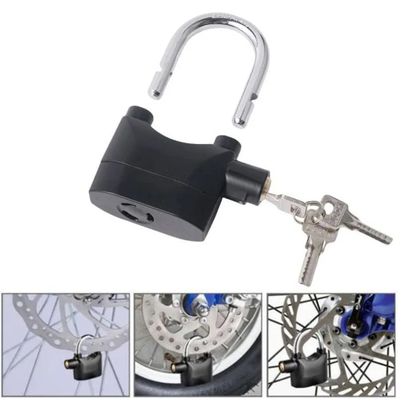 Portable alarm security lock for bicycles and scooters