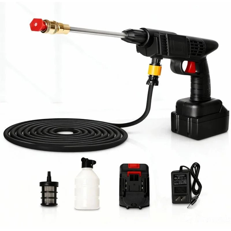 Portable electric car wash spray gun with foam system
