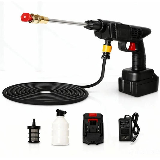 Portable electric car wash spray gun with foam system