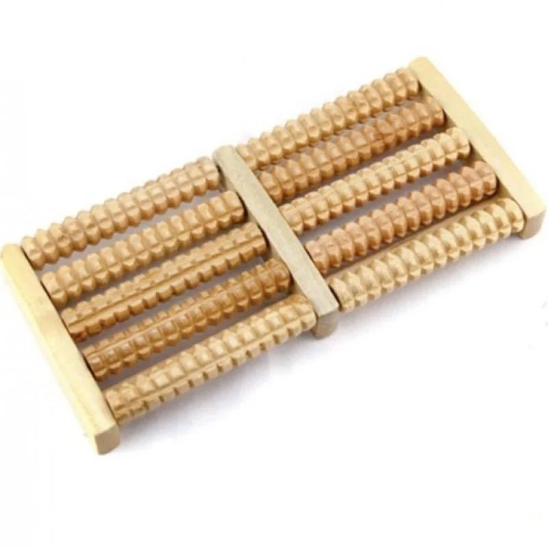 Portable wooden foot massager for home and office use