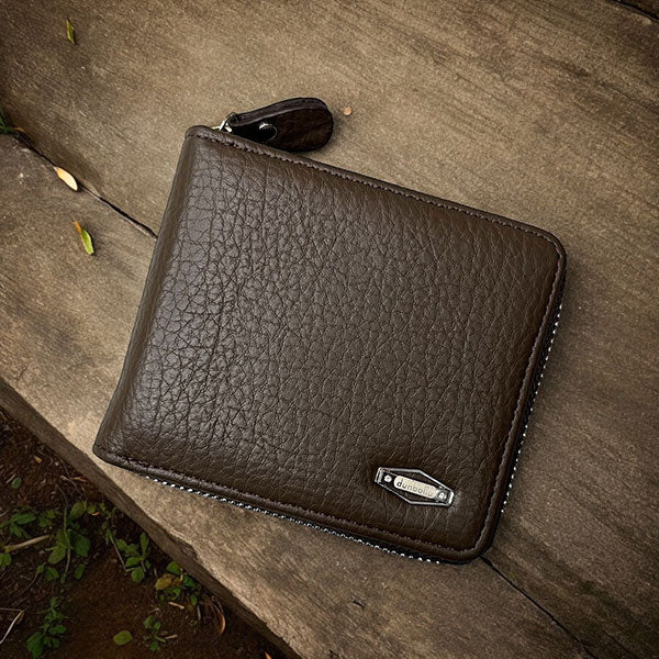 Premium black zip wallet with coin compartment