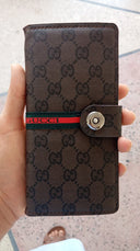 Premium brown long wallet with luxury pattern