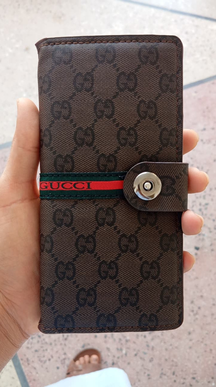 Premium brown long wallet with luxury pattern