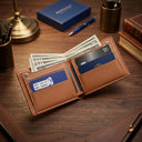Premium wallet with anchor emblem and zipper pocket