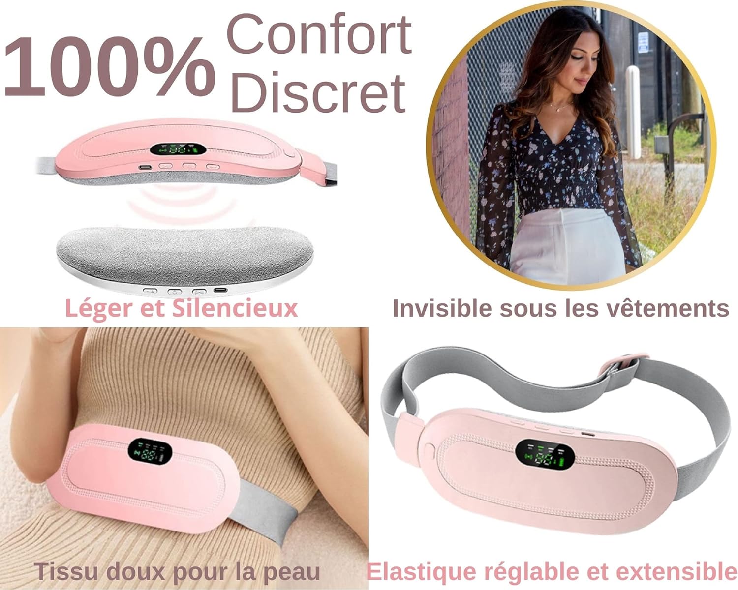 Adjustable warm waist pad with rechargeable battery