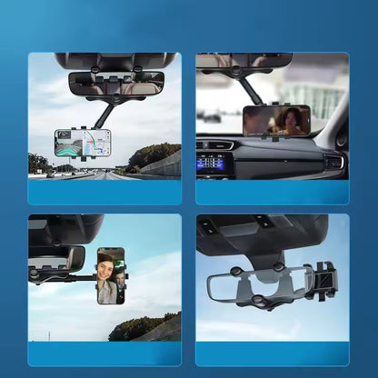 Rotatable mirror clip phone mount for vehicles