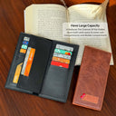 Rustic finish long wallet black with vintage texture design
