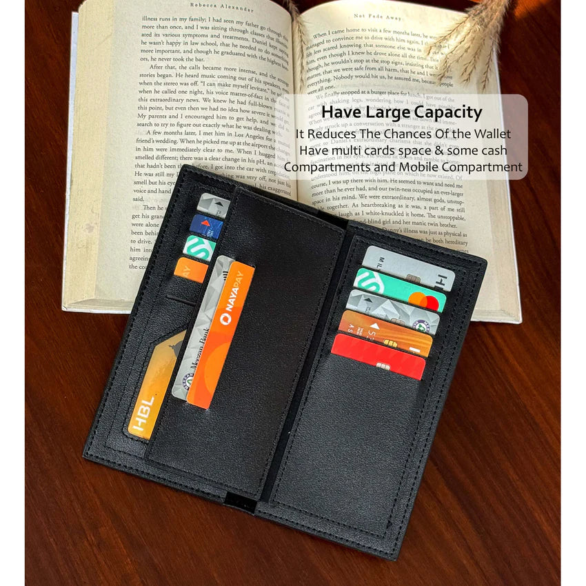 Slim vintage wallet with ID window and card holder