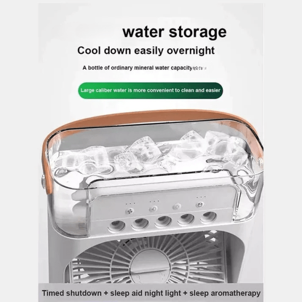 Product with water storage feature and text on a white background