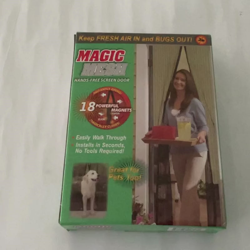 Durable mesh screen curtain for patio door opening